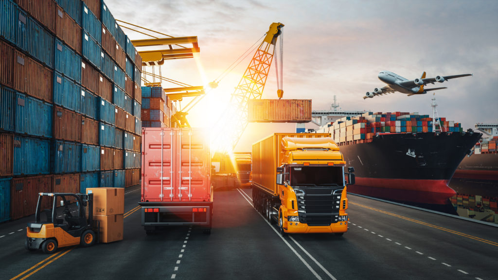 Transportation and logistics of Container Cargo ship and Cargo p