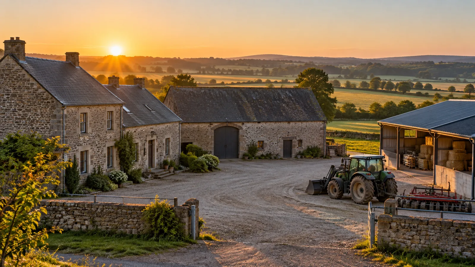 Ferme wallonne avec habitation, grange et hangar : assurance exploitation agricole